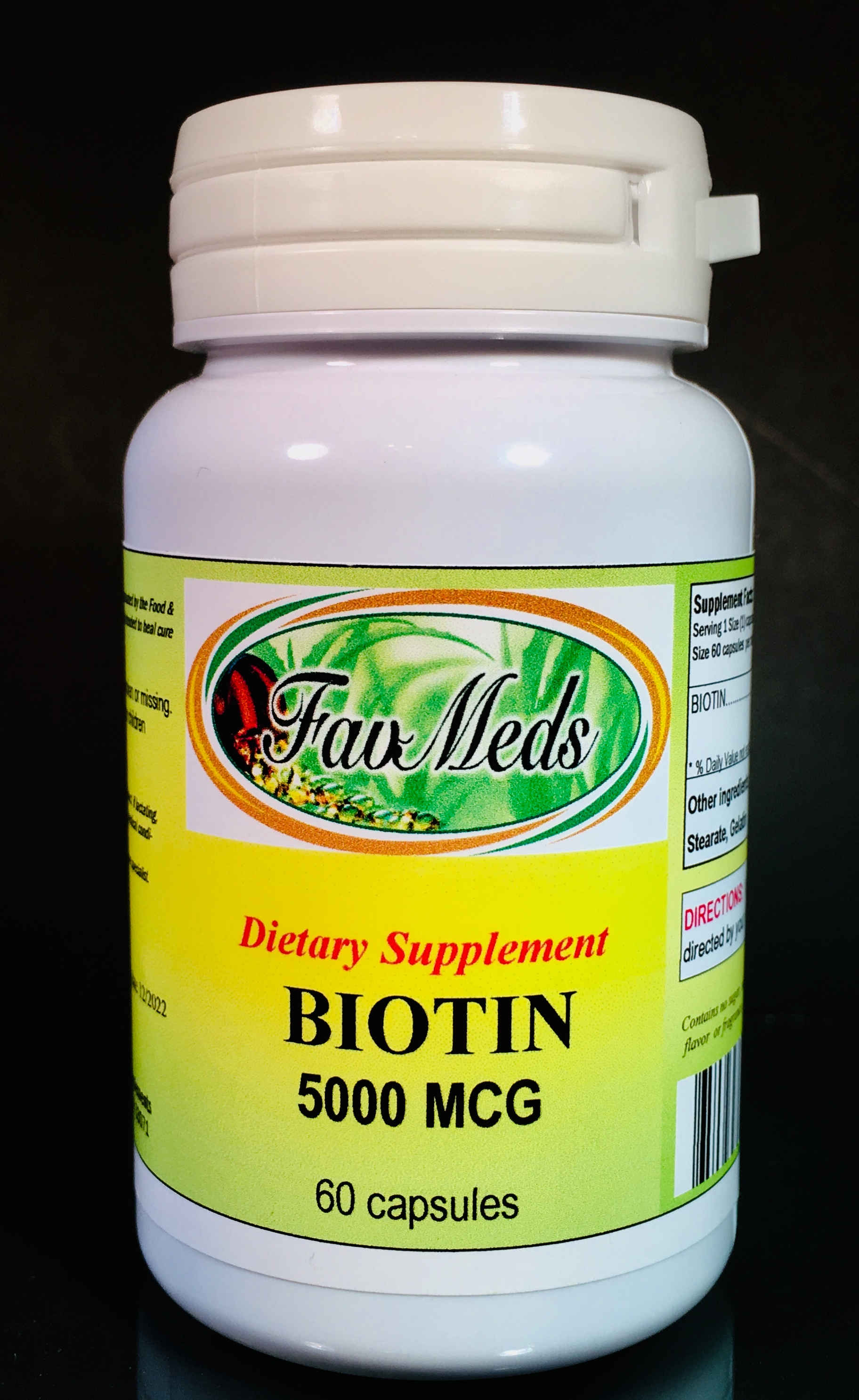 Biotin 5000 mcg, Vitamin H - 60 capsules